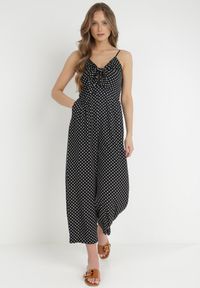 Born2be - Czarny Kombinezon Delessa. Kolor: czarny. Długość rękawa: na ramiączkach. Długość: długie. Wzór: aplikacja, kropki. Styl: wizytowy, elegancki #6