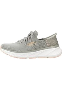skechers - Kapcie SKECHERS SLIP-INS EDGERIDE Zielony. Okazja: na co dzień. Kolor: zielony. Materiał: tkanina