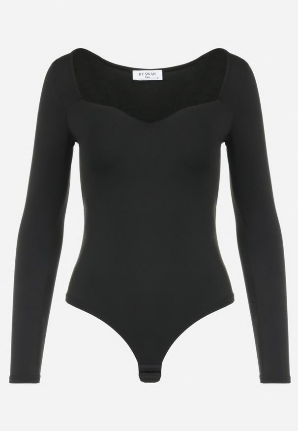 Renee - Czarne Body z Kwadratowym Dekoltem Macotte. Typ kołnierza: dekolt kwadratowy. Kolor: czarny. Materiał: jeans, skóra, materiał, wiskoza. Długość rękawa: długi rękaw. Długość: długie. Styl: elegancki