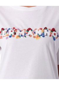 Ermanno Firenze - ERMANNO FIRENZE - Biały t-shirt z kolorowym haftem. Kolor: biały. Materiał: bawełna. Długość: długie. Wzór: haft, kolorowy. Sezon: lato, wiosna #4