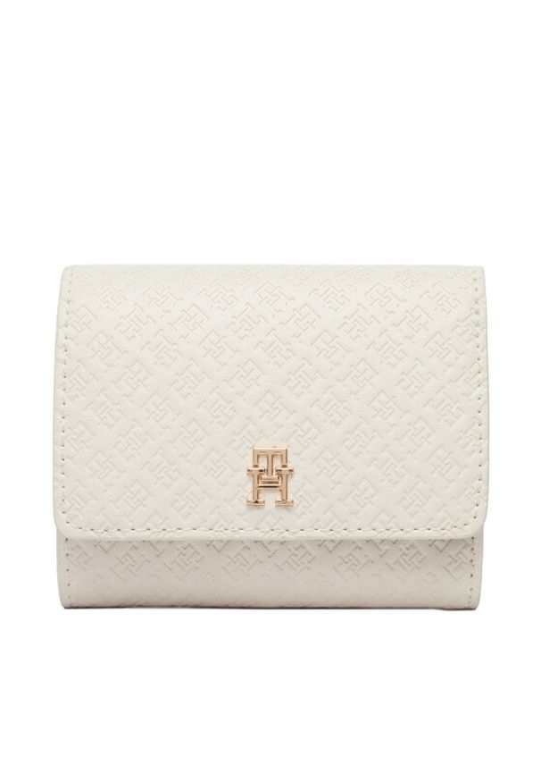 TOMMY HILFIGER - Tommy Hilfiger Portfel Th Icon Trifold Mono AW0AW18484 Beżowy. Kolor: beżowy. Materiał: skóra