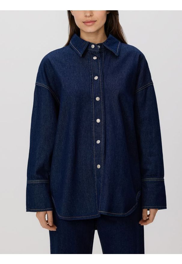 Reserved - Jeansowa koszula - granatowy. Kolor: niebieski. Materiał: jeans