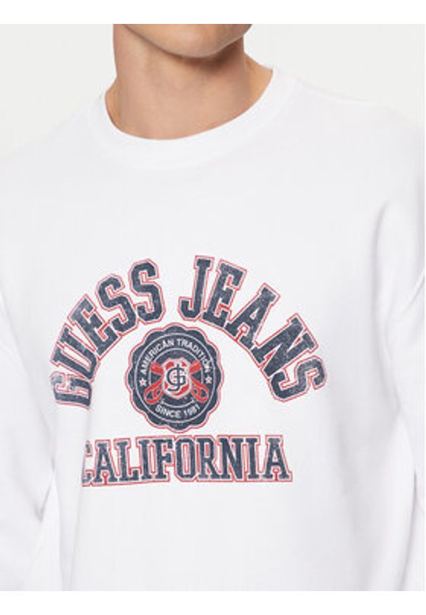Guess Jeans Bluza M5RQ40 KCPR1 Biały Regular Fit. Kolor: biały. Materiał: bawełna