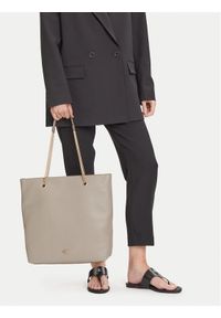 Calvin Klein Torebka Minimal Monogram Chain Tote LV04F3204G Beżowy. Kolor: beżowy. Materiał: skórzane #1