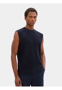 Tom Tailor Sweter 1038691 Granatowy Regular Fit. Kolor: niebieski. Materiał: bawełna, syntetyk