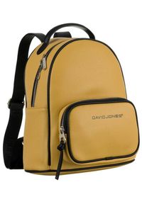 DAVID JONES - Plecak damski żółty David Jones 6750-2 YELLOW. Kolor: żółty. Materiał: skóra ekologiczna. Wzór: gładki