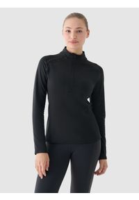 4f - 4F Bluza treningowa slim szybkoschnąca damska - szara XL. Okazja: na co dzień. Typ kołnierza: bez kaptura, kołnierzyk stójkowy. Kolor: szary. Długość: krótkie. Wzór: gładki, jednolity, ze splotem. Materiał: włókno, elastan, dzianina, materiał, syntetyk. Długość rękawa: raglanowy rękaw. Styl: sportowy, klasyczny, casual. Sport: bieganie, fitness