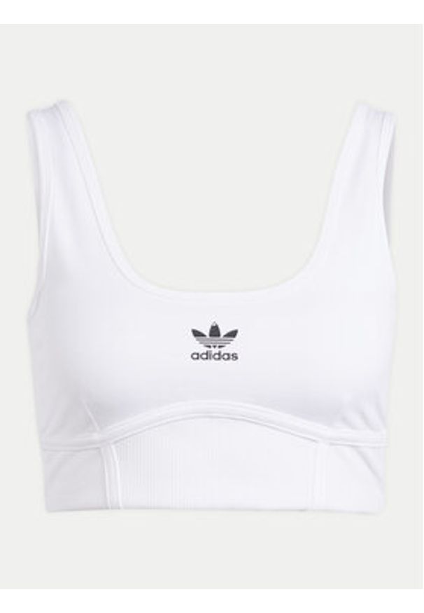 Adidas - adidas Biustonosz top adicolor Trefoil IN4116 Biały. Kolor: biały. Materiał: bawełna