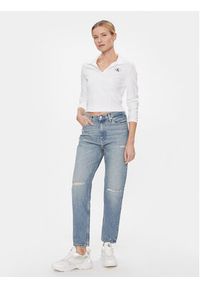 Calvin Klein Jeans Bluzka Polo Collar Milano Regular Top J20J222556 Biały Regular Fit. Typ kołnierza: polo. Kolor: biały. Materiał: syntetyk, wiskoza #4