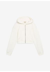 bonprix - Bluza rozpinana z kapturem z czystej bawełny organicznej. Typ kołnierza: kaptur. Kolor: biały. Materiał: bawełna. Styl: klasyczny