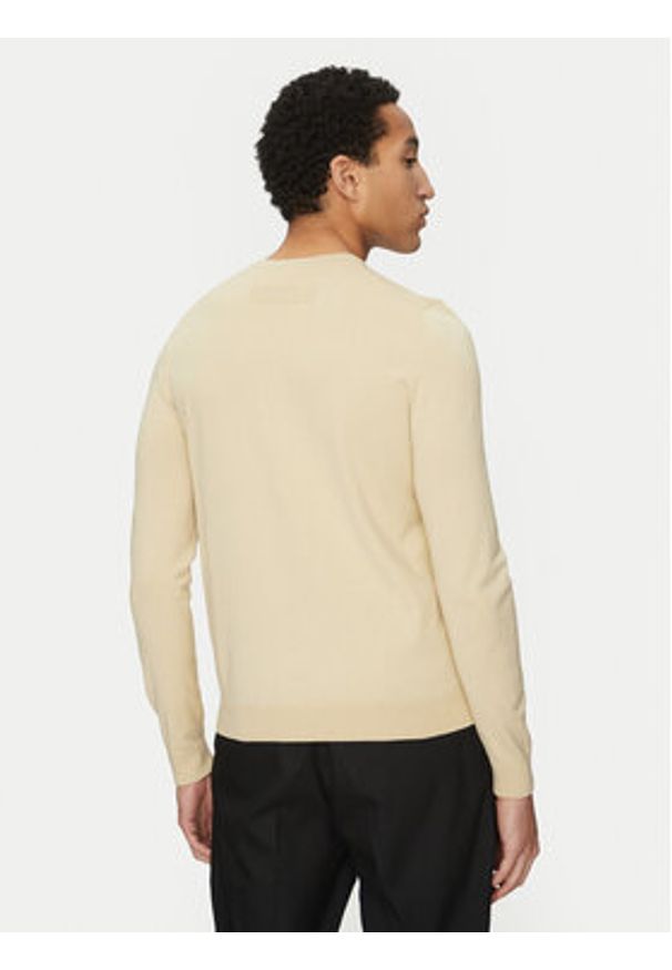 Hugo - HUGO Sweter San Cody 50532074 Beżowy Slim Fit. Kolor: beżowy. Materiał: wiskoza