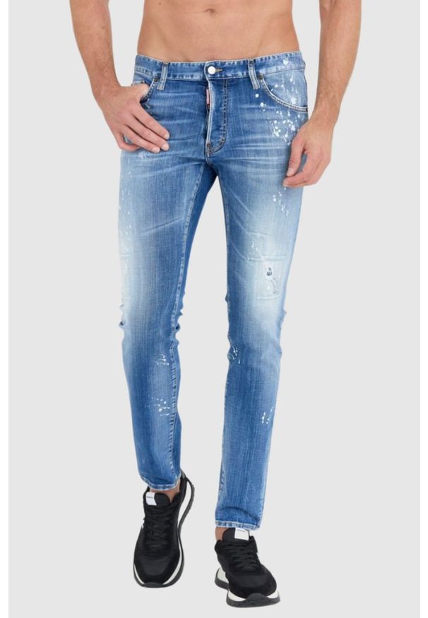 DSQUARED2 Niebieskie męskie jeansy medium bleached spots wash cool guy, Rozmiar 46. Kolor: niebieski