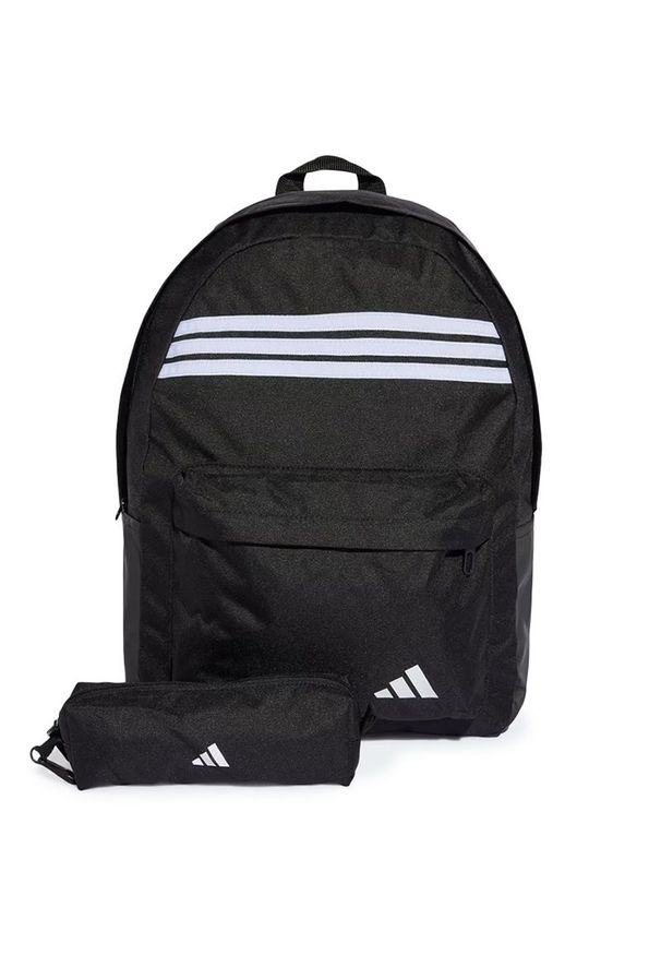 Adidas - Plecak adidas Sportswear Classic 3-Stripes Horizontal JZ3321 - czarny. Kolor: czarny. Materiał: poliester, materiał. Styl: klasyczny, casual