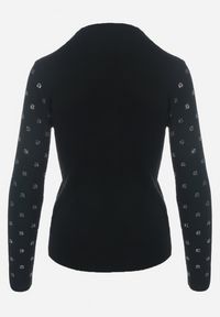 Born2be - Czarny Sweter z Wiskozy w Cyrkonie Babava. Kolor: czarny. Materiał: wiskoza. Sezon: jesień, zima #7