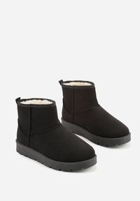 Born2be - Czarne Wsuwane Śniegowce do Kostki z Imitacji Zamszu Atuvitta. Okazja: na co dzień. Zapięcie: bez zapięcia. Kolor: czarny. Materiał: zamsz. Styl: casual #7