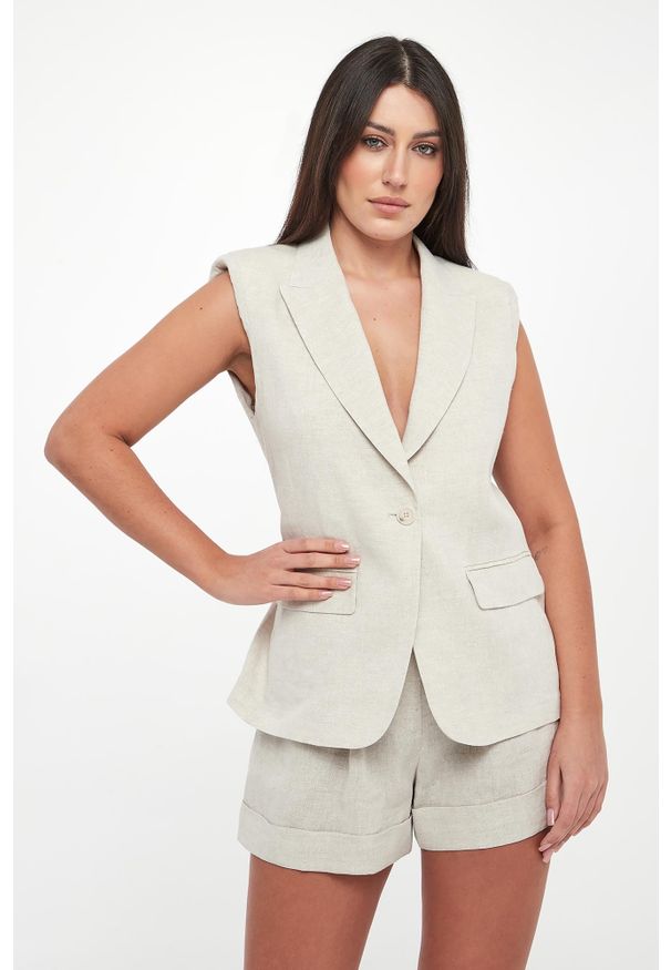 Twinset Milano - Kamizelka damska lniana TWINSET. Materiał: len