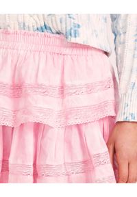 LOVE SHACK FANCY - Różowa spódnica z falbankami Ruffle. Kolor: różowy, wielokolorowy, fioletowy. Materiał: tkanina, bawełna, koronka, materiał. Wzór: koronka #4