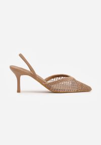 Born2be - Ciemnobeżowe Szpilki VICES z Siateczkową Cholewką Idahpeia. Nosek buta: otwarty. Kolor: beżowy. Materiał: skóra, materiał. Szerokość cholewki: normalna. Sezon: lato. Obcas: na szpilce. Styl: klasyczny. Wysokość obcasa: średni #7