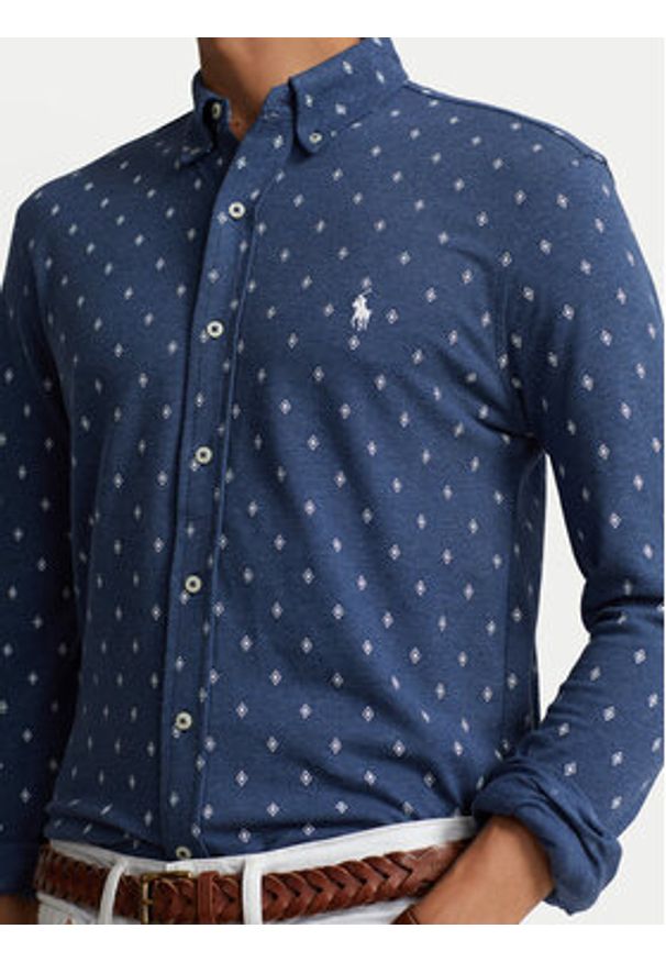 Polo Ralph Lauren Koszula 710916739001 Niebieski Slim Fit. Typ kołnierza: polo. Kolor: niebieski. Materiał: bawełna