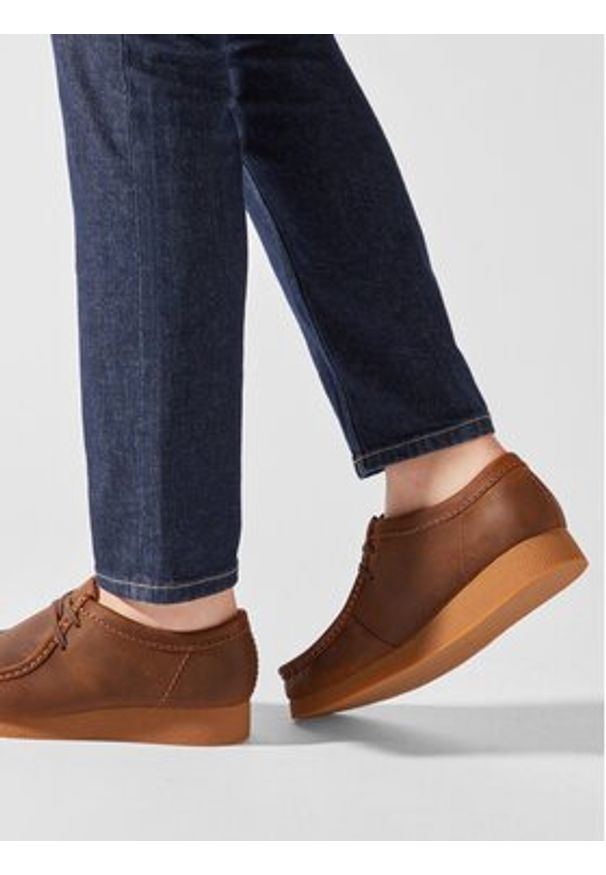 Clarks Mokasyny Wallabee Evo 261728197 Brązowy. Kolor: brązowy. Materiał: nubuk, skóra