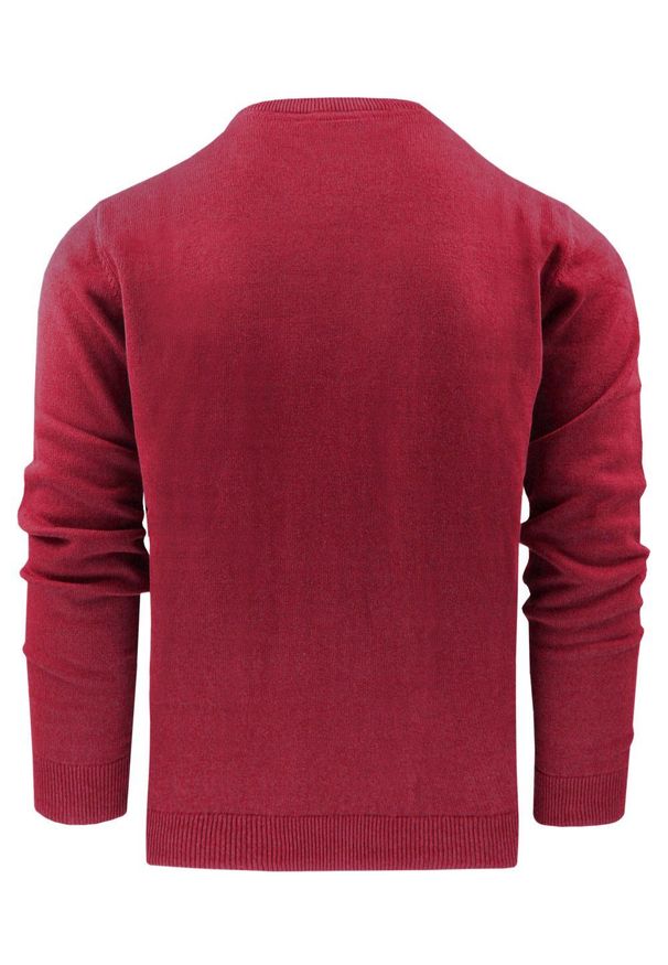 Bawełniany Sweter Męski, Okrągły Dekolt - Pako Jeans - Czerwony. Kolor: czerwony. Materiał: bawełna. Styl: klasyczny, elegancki