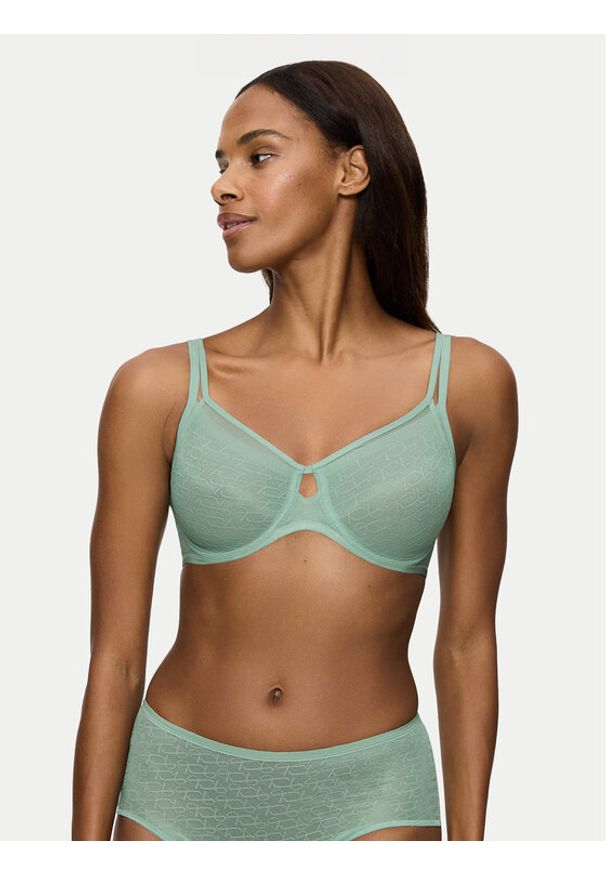 Triumph Biustonosz z fiszbiną Signature Sheer 10215906 Zielony. Kolor: zielony. Materiał: syntetyk