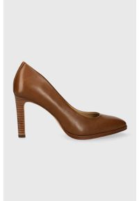 Lauren Ralph Lauren szpilki skórzane Camila kolor brązowy 802882356002. Nosek buta: okrągły. Kolor: brązowy. Materiał: skóra. Obcas: na szpilce. Wysokość obcasa: średni #1