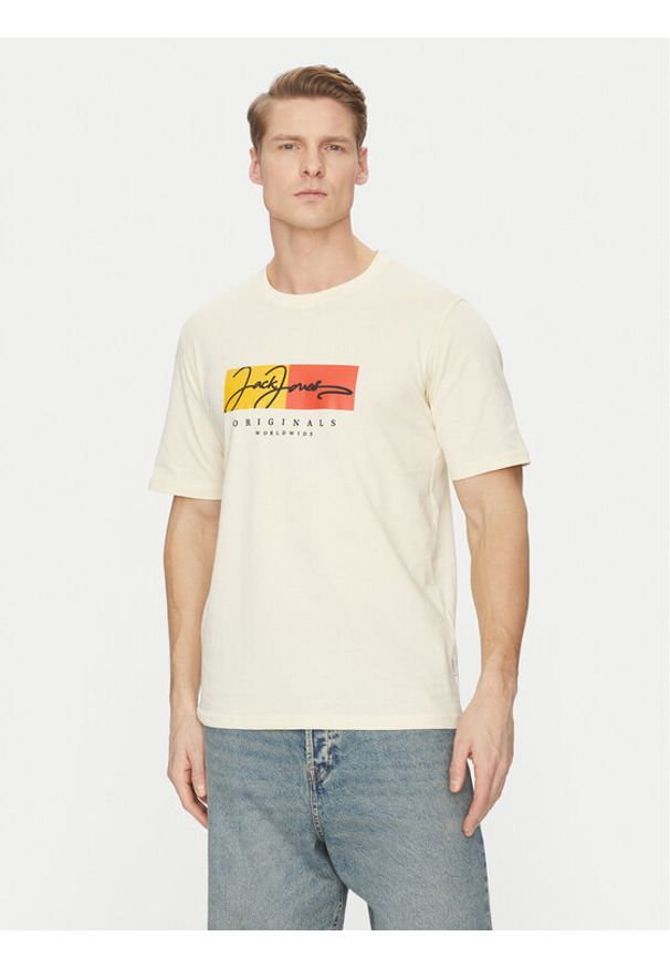 Jack & Jones T-Shirt Frederiksberg 12278266 Écru Regular Fit. Materiał: bawełna