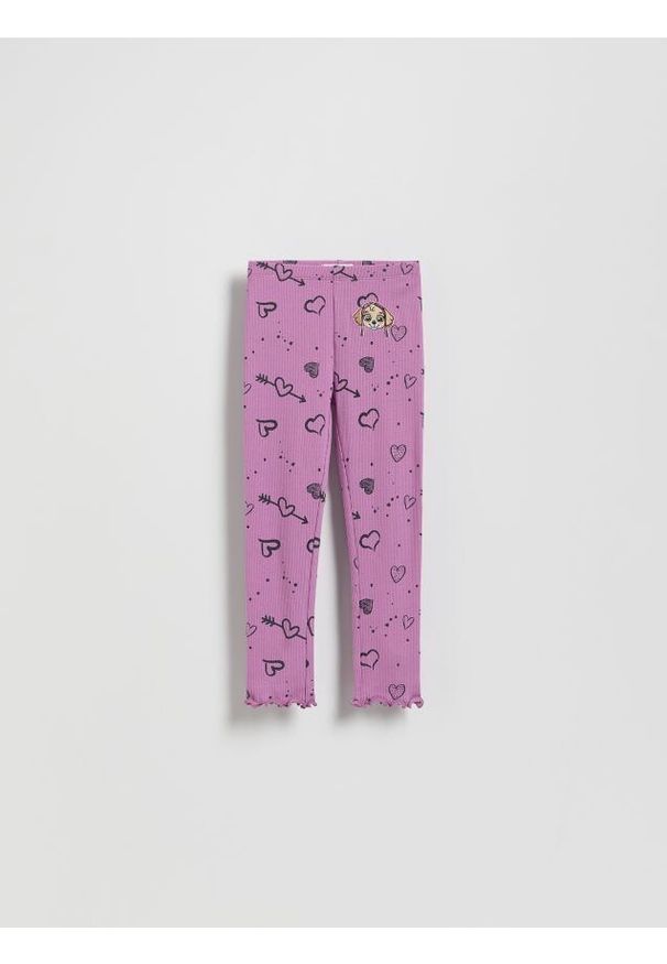 Reserved - Prążkowane legginsy Psi Patrol - fioletowy. Kolor: fioletowy. Materiał: prążkowany