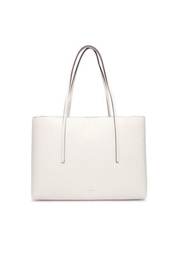 Calvin Klein Torebka Foil Logo Tote W/Pouch LV04F3274G Biały. Kolor: biały. Materiał: skórzane