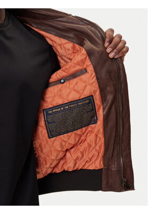 Aeronautica Militare Kurtka skórzana 252PN0895U100839 Brązowy Regular Fit. Kolor: brązowy. Materiał: skóra