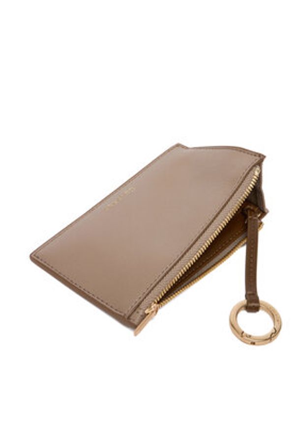 Calvin Klein Portfel Foil Logo Top Zip Cardcase LV04F1090G Beżowy. Kolor: beżowy. Materiał: skóra