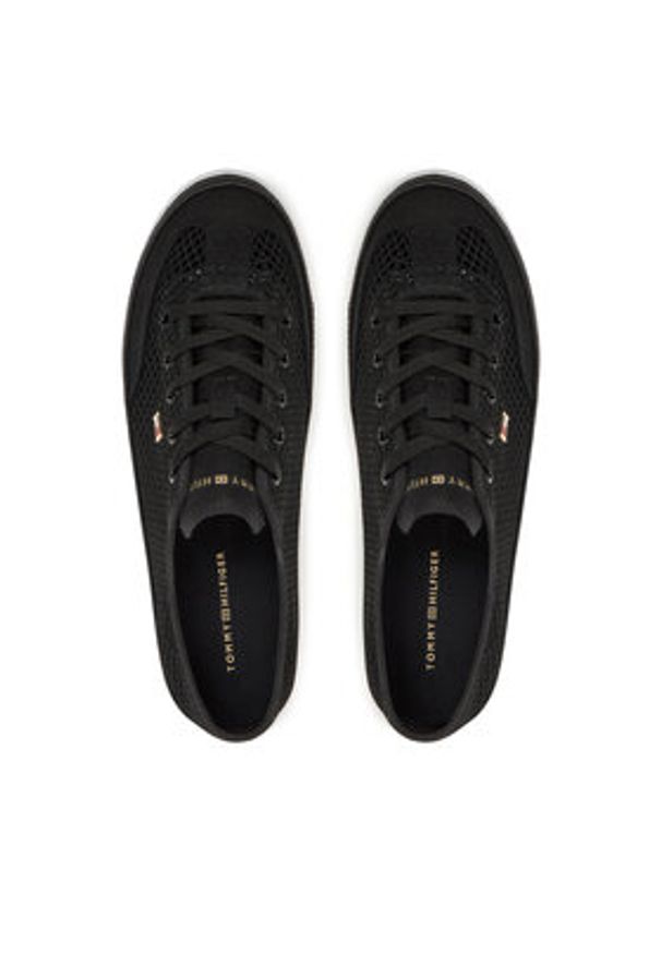 TOMMY HILFIGER - Tommy Hilfiger Sneakersy Th Open Mesh Vulc Sneaker FW0FW08684 Czarny. Kolor: czarny. Materiał: materiał