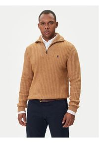 Polo Ralph Lauren Sweter 710974167002 Beżowy Regular Fit. Typ kołnierza: polo. Kolor: beżowy. Materiał: bawełna