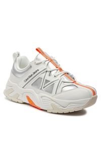Calvin Klein Jeans Sneakersy Chunky Runner Vibram Refl YM0YM00717 Biały. Kolor: biały. Materiał: skóra