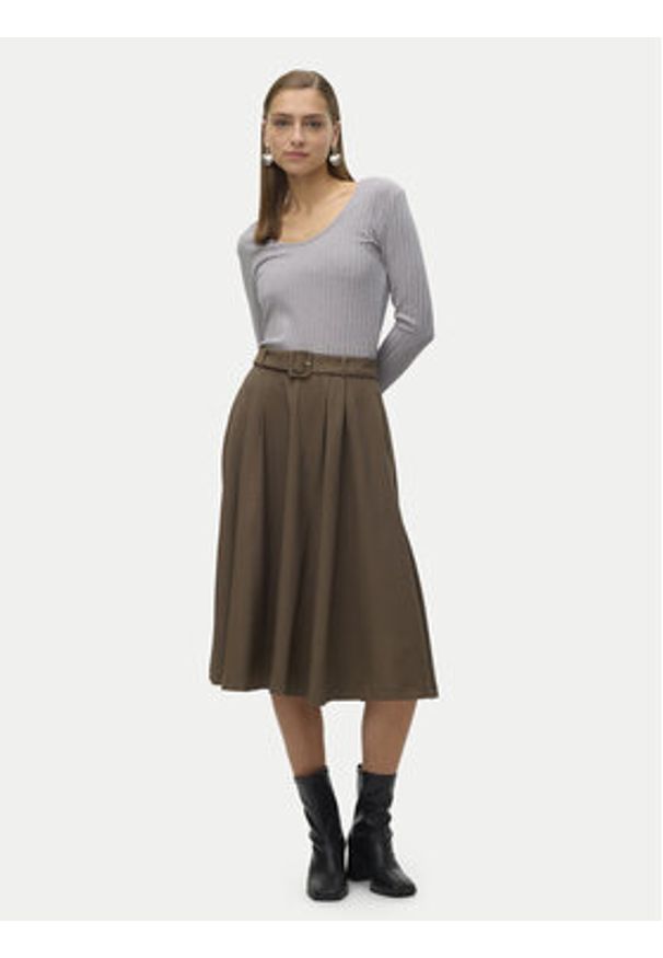Vero Moda Spódnica trapezowa Tarisa 10318628 Brązowy Regular Fit. Kolor: brązowy. Materiał: syntetyk