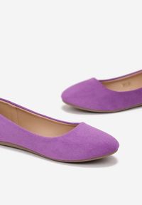 Born2be - Fioletowe Balerinki z Ekozamszu Jange. Zapięcie: bez zapięcia. Kolor: fioletowy. Szerokość cholewki: normalna. Wzór: gładki. Obcas: na płaskiej podeszwie. Styl: klasyczny #4