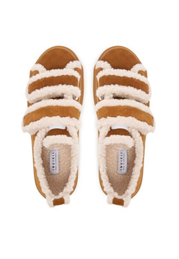 Inuikii Sneakersy Shearling Low Velcro 1001.001.0231 Brązowy. Kolor: brązowy. Materiał: zamsz, skóra