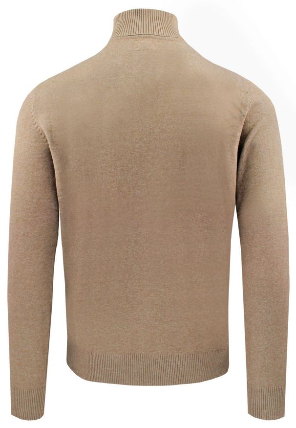 Bawełniany Męski Golf - Pako Jeans - Melanżowy Beż. Typ kołnierza: golf. Kolor: brązowy, beżowy, wielokolorowy. Materiał: bawełna. Wzór: melanż. Styl: klasyczny