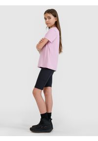4f - 4F Legginsy kolarki trekkingowe szybkoschnące dziewczęce - czarne 158/164 (12-14 lat). Kolor: czarny. Materiał: materiał, dzianina, syntetyk, włókno, elastan. Długość: krótkie. Wzór: gładki, jednolity, ze splotem. Sezon: lato