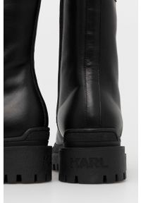 Karl Lagerfeld Workery skórzane KL41670.Black.Lthr damskie kolor czarny na platformie. Nosek buta: okrągły. Zapięcie: sznurówki. Kolor: czarny. Materiał: skóra. Obcas: na platformie #3