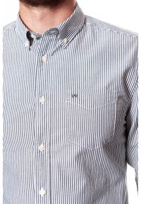 Wrangler - KOSZULA WRANGLER LS 1PKT BUTTON DOWN NAVY W5874SQ35. Typ kołnierza: button down. Kolor: biały. Materiał: materiał. Wzór: paski #3