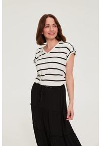 MOODO - Bluzka w paski. Materiał: bawełna, elastan. Wzór: paski #1