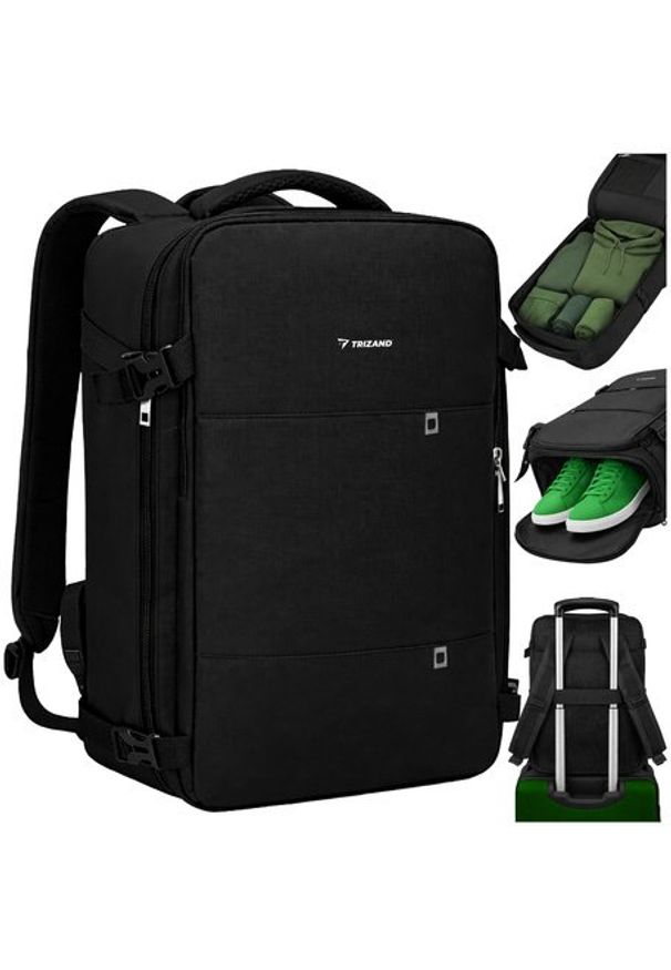 TRIZAND - Plecak turystyczny Trizand Plecak turystyczny 42x32x40cm czarny Trizand. Kolor: czarny