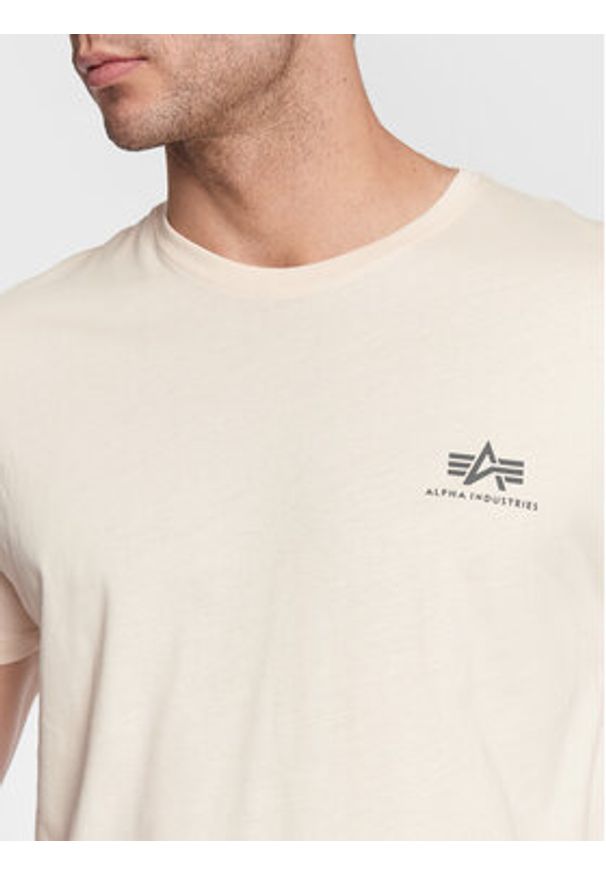 Alpha Industries T-Shirt Backprint 128507 Beżowy Regular Fit. Kolor: beżowy. Materiał: bawełna