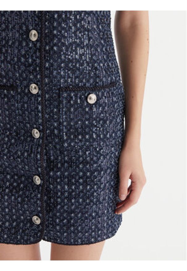 Guess Sukienka codzienna W5BK41 D0771 Granatowy Regular Fit. Okazja: na co dzień. Kolor: niebieski. Materiał: bawełna, syntetyk. Typ sukienki: proste. Styl: casual