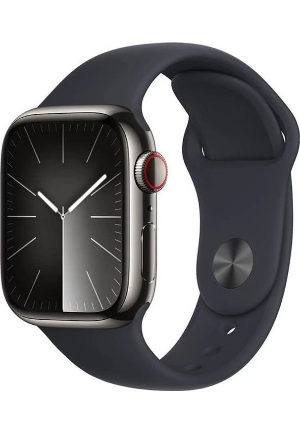 APPLE - Smartwatch Apple Watch 9 GPS + Cellular 41mm Graphite Stainless Steel Sport S/M Grafitowy (MRJ83QP/A). Rodzaj zegarka: smartwatch. Kolor: szary. Styl: sportowy
