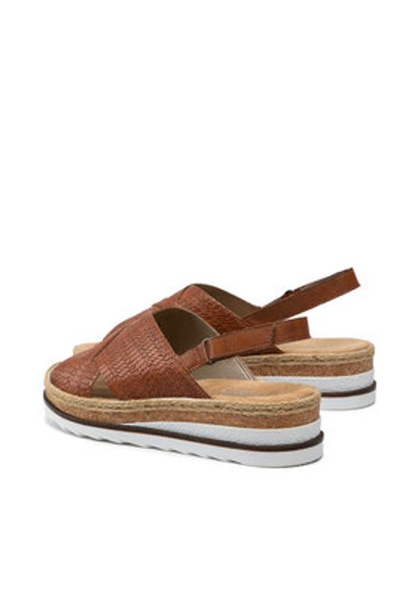 Rieker Espadryle V79B4-25A Brązowy. Kolor: brązowy. Materiał: skóra