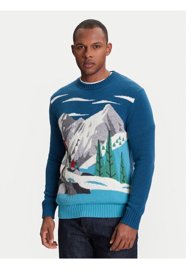 United Colors of Benetton - United Colors Of Benetton Sweter 1244K108S Granatowy Regular Fit. Kolor: niebieski. Materiał: wełna