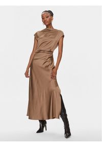 Imperial Sukienka koktajlowa AEAOGBA Brązowy Regular Fit. Kolor: brązowy. Materiał: syntetyk. Styl: wizytowy #1